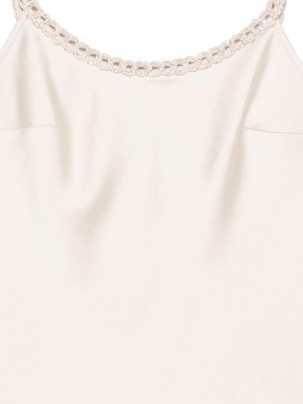 D EXTERIOR Top in simil raso avorio con spalline sottili 