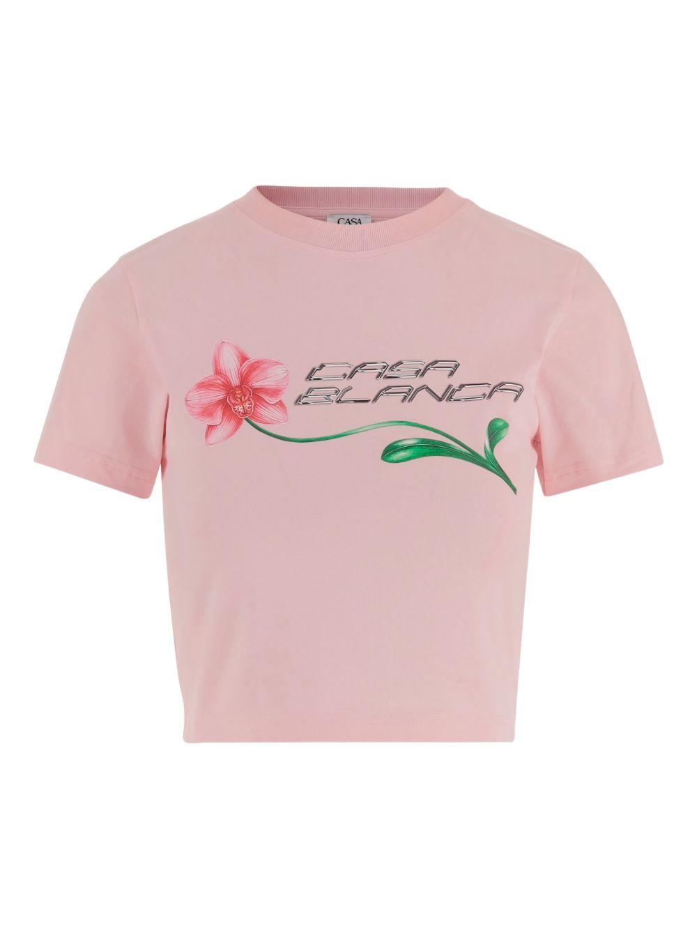 CASABLANCA T-shirt in cotone rosa 