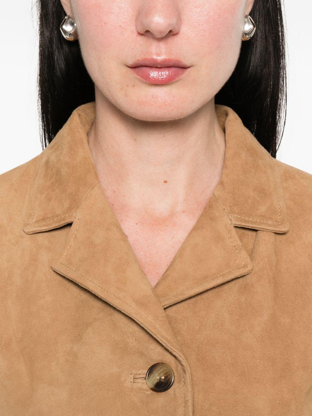 YERSE Giacca in suede monopetto color cammello 