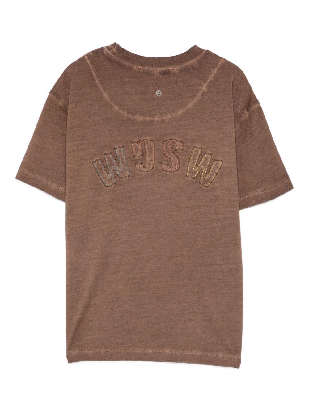 MSGM T-shirt in cotone marrone con logo 