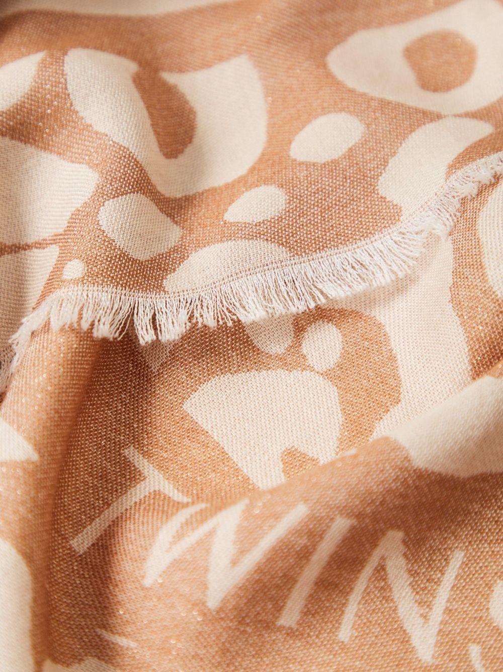 TWINSET Sciarpa marrone/beige con stampa leopardata 
