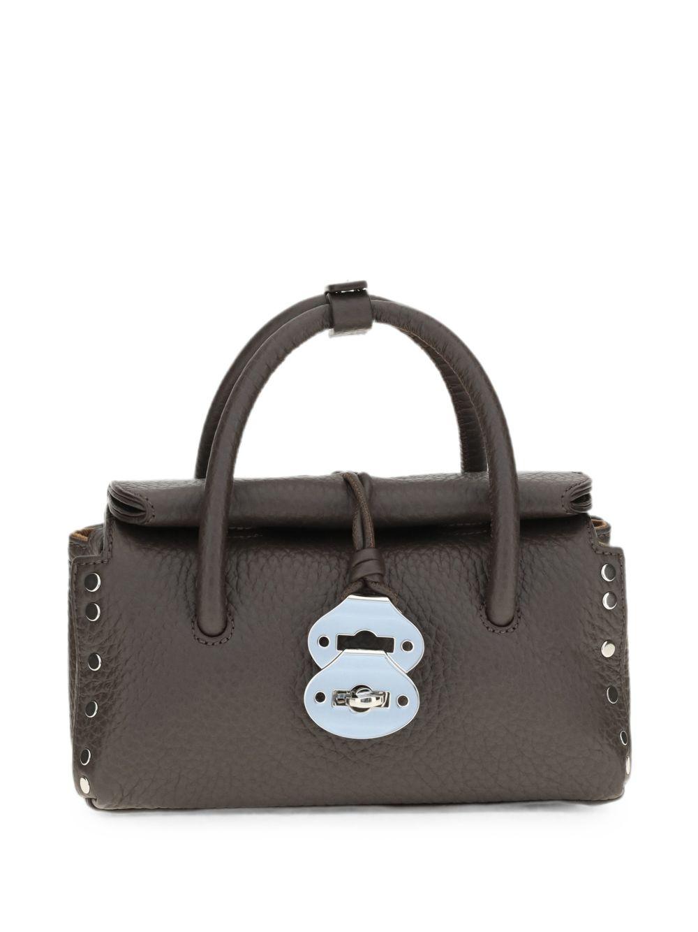 ZANELLATO Borsa Dotta Baby in pelle martellata marrone con dettagli argento 