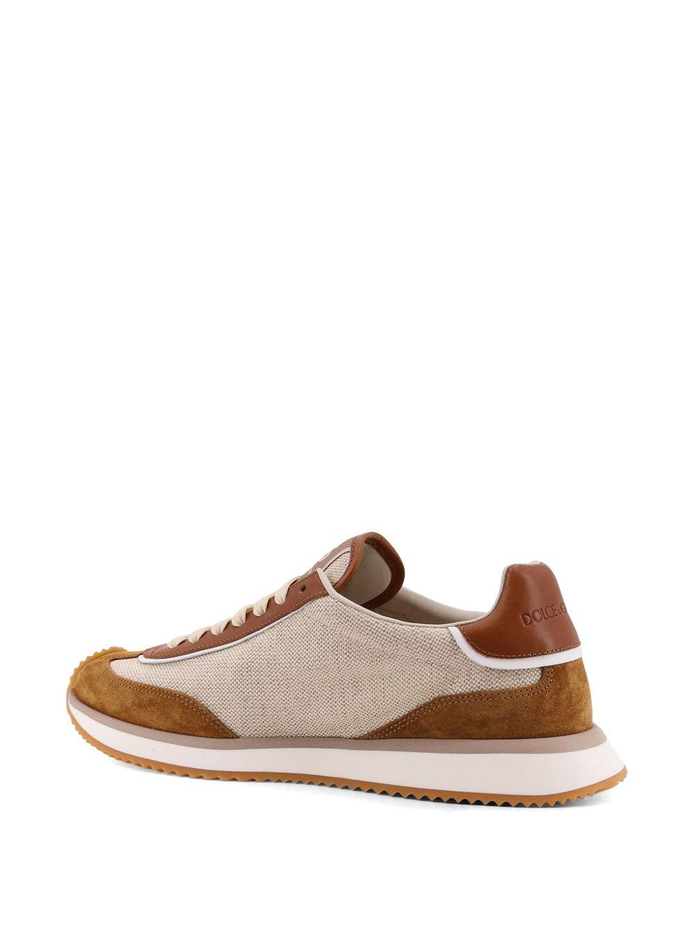 DOLCE e GABBANA Sneakers DG Cushion in cotone e pella marrone 