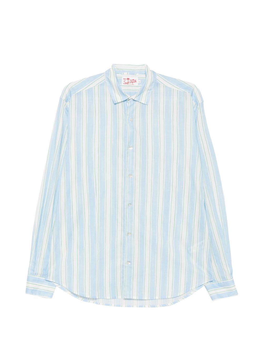 MC2 SAINT BARTH Camicia Sikelia in cotone a righe bianche e azzurre 