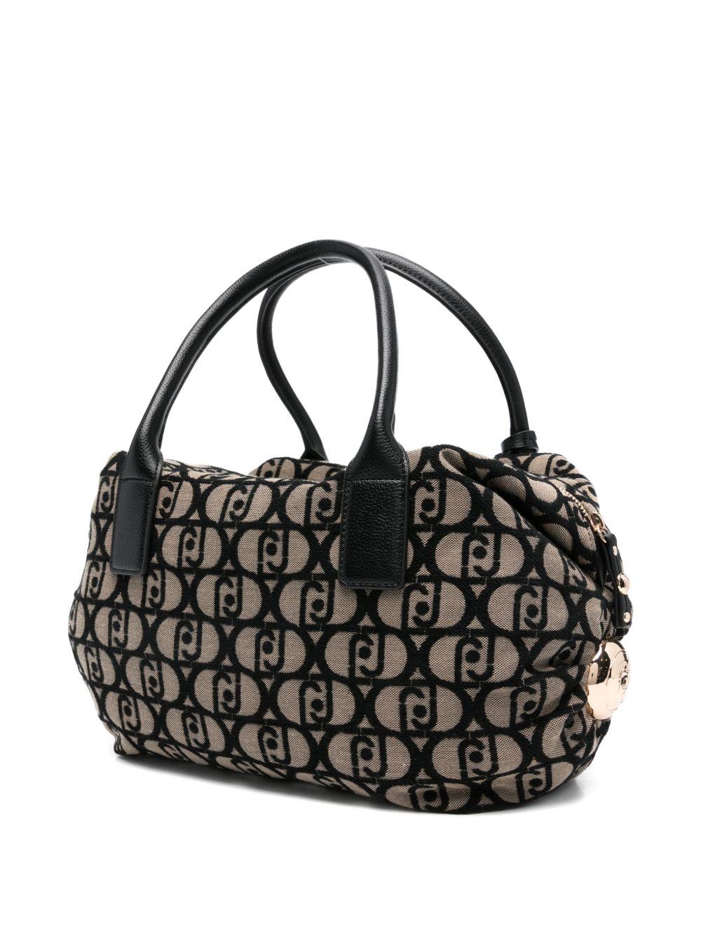 LIUJO Borsa beige e nera con motivo monogram 