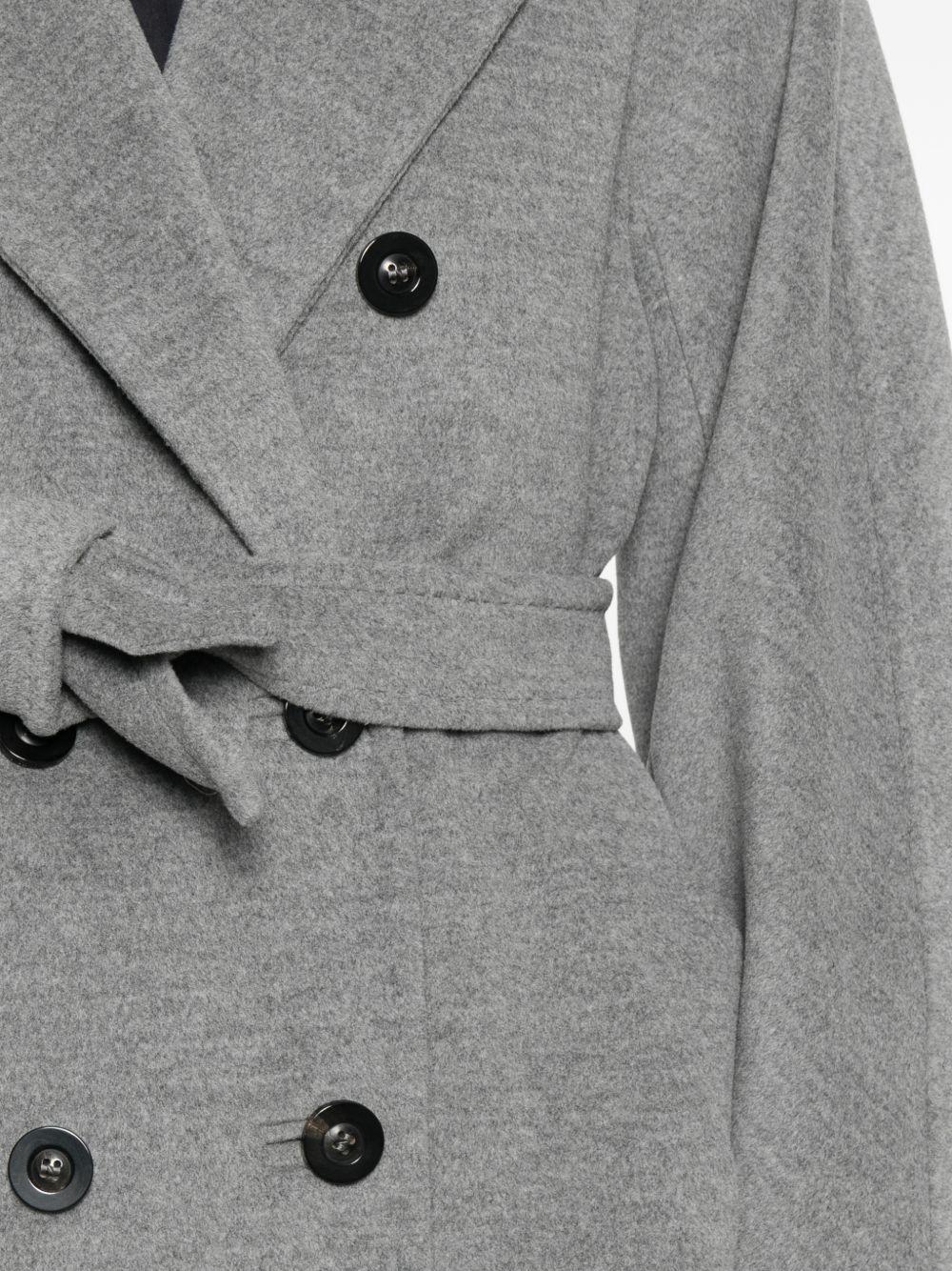 MAX MARA Cappotto lungo Madame grigio doppiopetto con cintura 