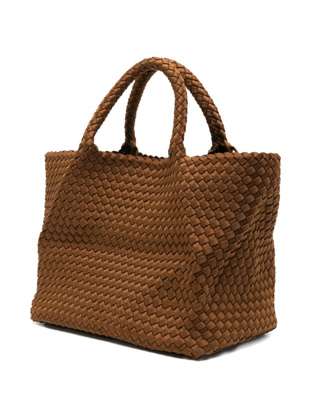 MARREA Borsa a mano marrone con texture intrecciata 