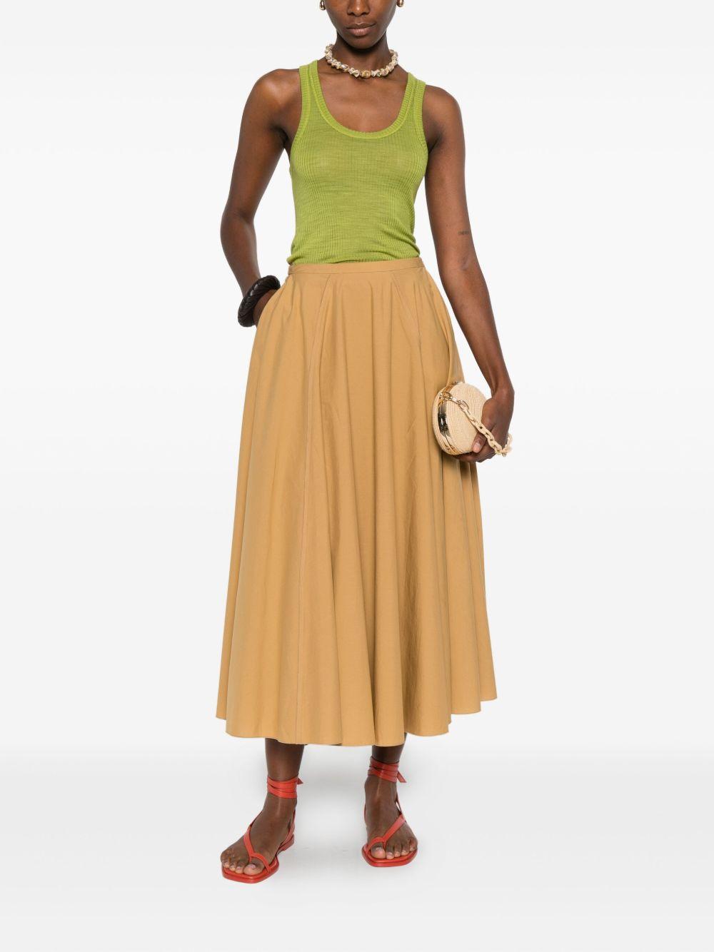 FORTE FORTE Gonna midi in cotone color cammello 