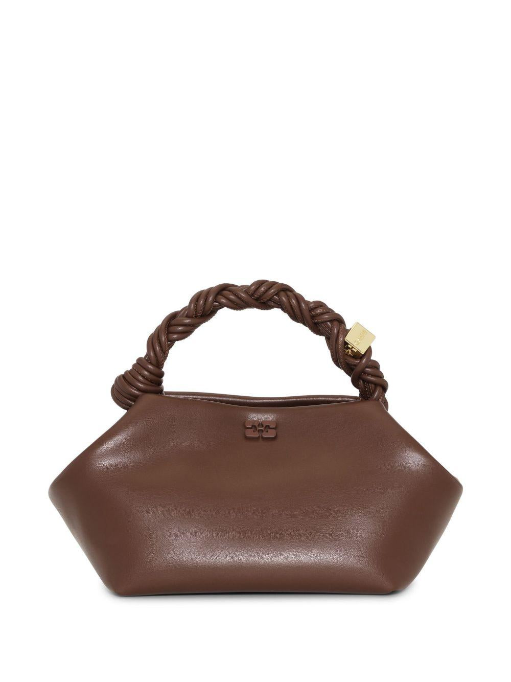 GANNI Borsa a mano Bou Bag Small in pelle color cioccolato 
