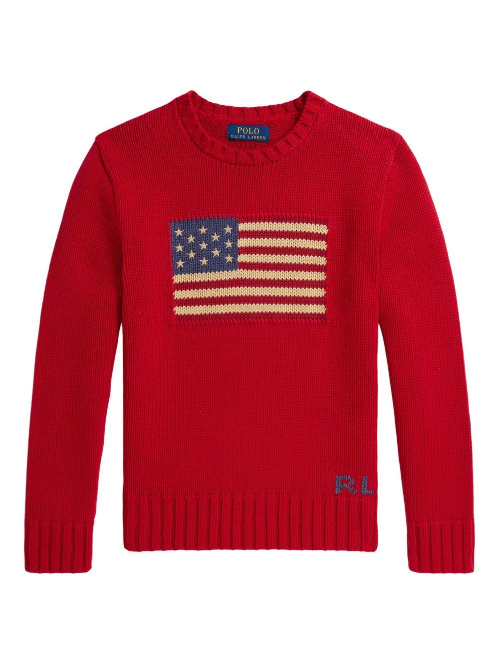POLO RALPH LAUREN Maglia in cotone con bandiera 