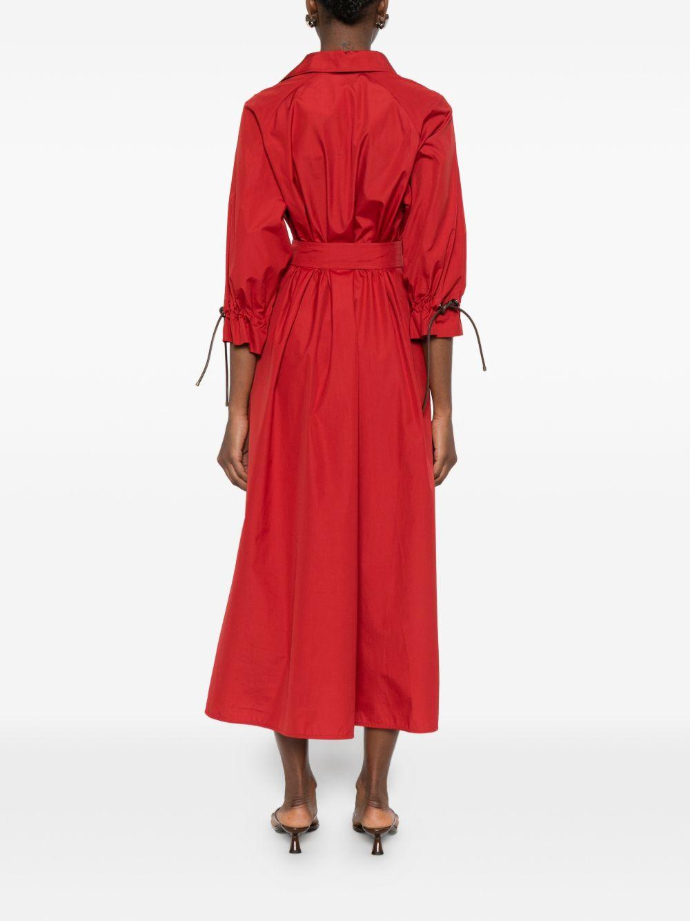 MAX MARA Abito lungo Mirto in chemiser rosso con cintura 