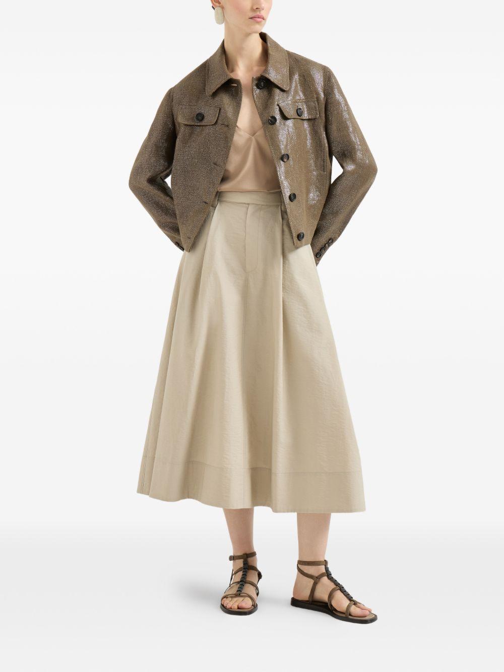 BRUNELLO CUCINELLI Gonna midi beige con bottone 