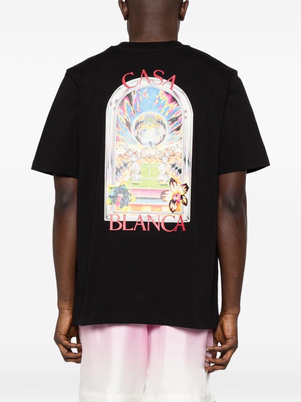 CASABLANCA T-shirt con stampa grafica in cotone nero 
