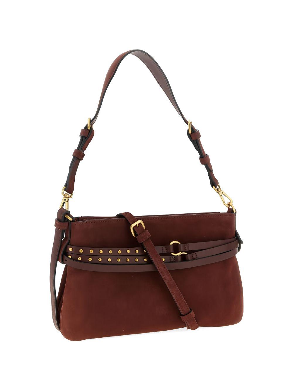 PINKO Borsa a tracolla "Small Belt" in suede bordeaux 