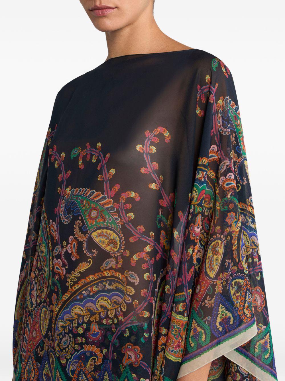 ETRO Poncho in seta stampata 
