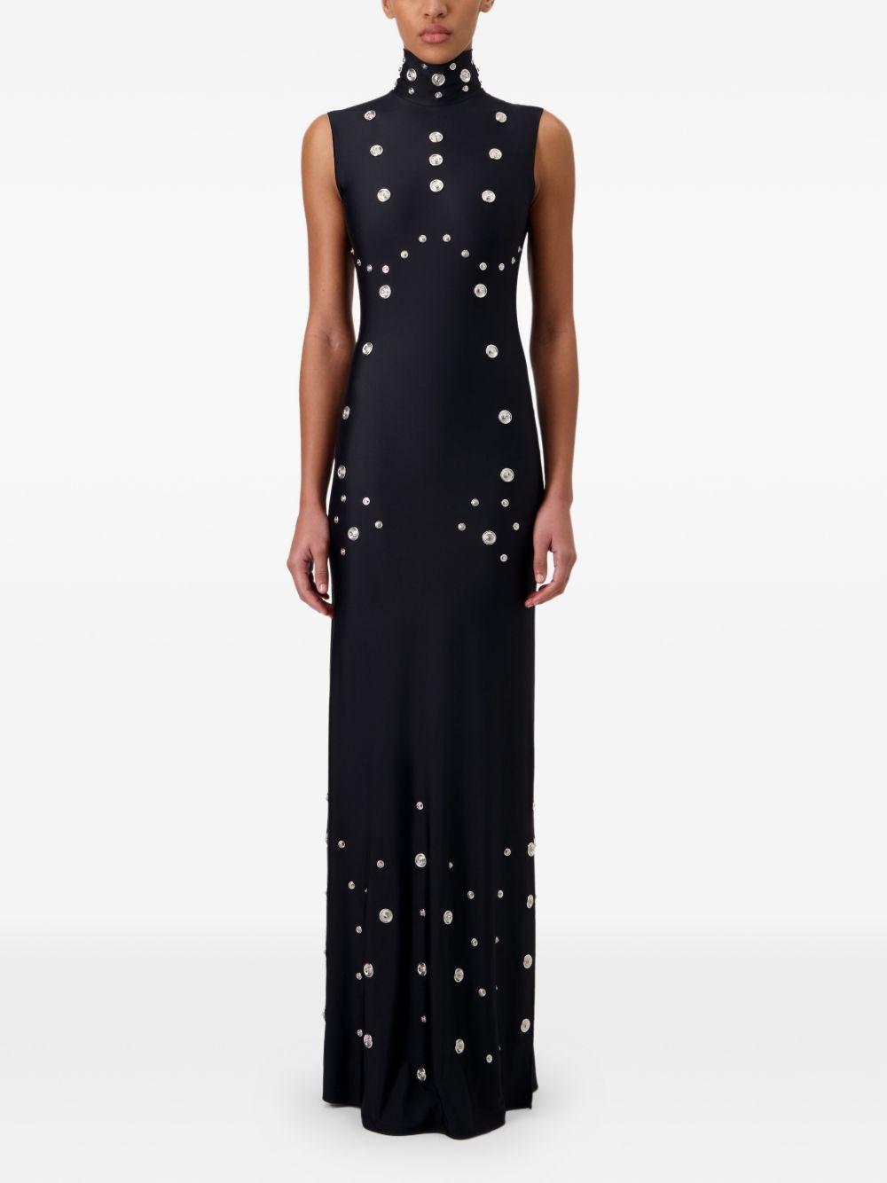 COPERNI Abito lungo nero in tessuto con dettagli a pressione 