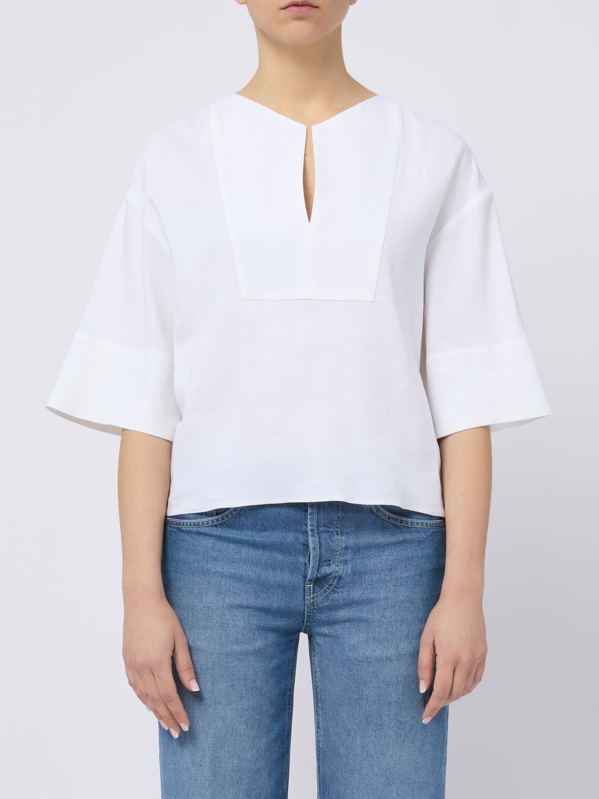 MAX MARA Blusa bianca Sospiro con maniche a 3/4 