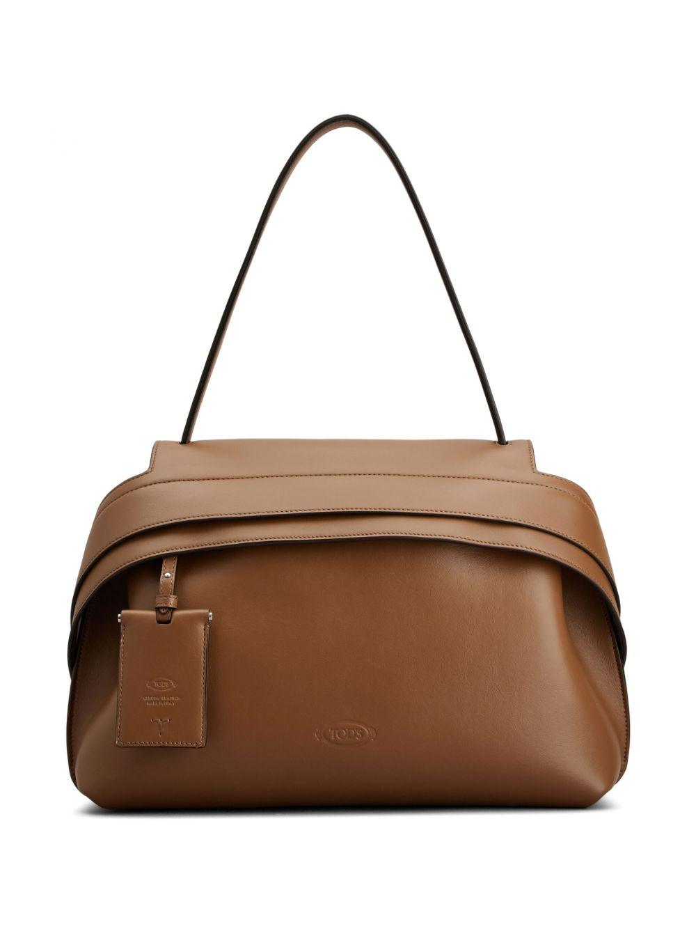 TODS Borsa a spalla in pelle marrone<BR/> 