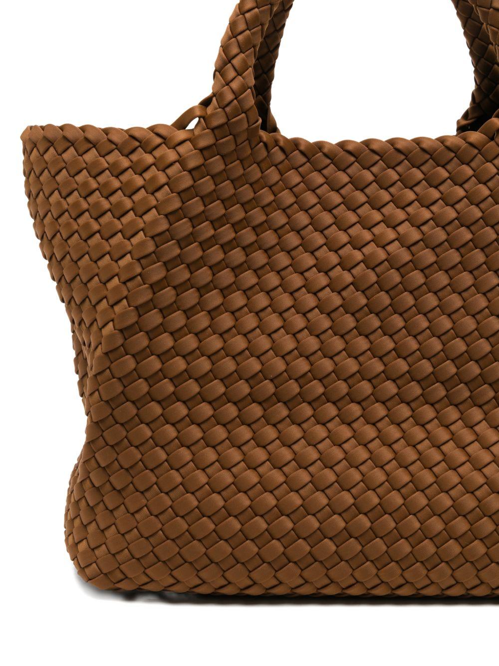 MARREA Borsa a mano marrone con texture intrecciata 