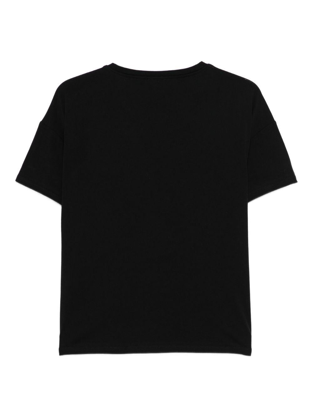 LIUJO T-shirt Dudes nera con stampa grafica e strass 