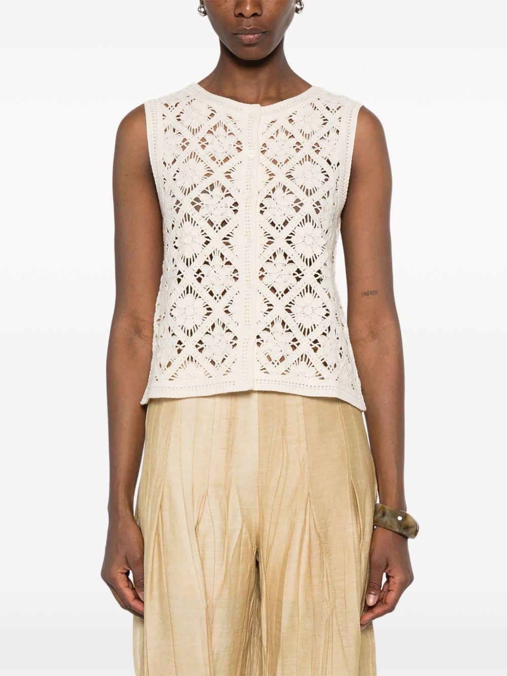 YERSE Gilet in maglia ecrù con bottoncini 