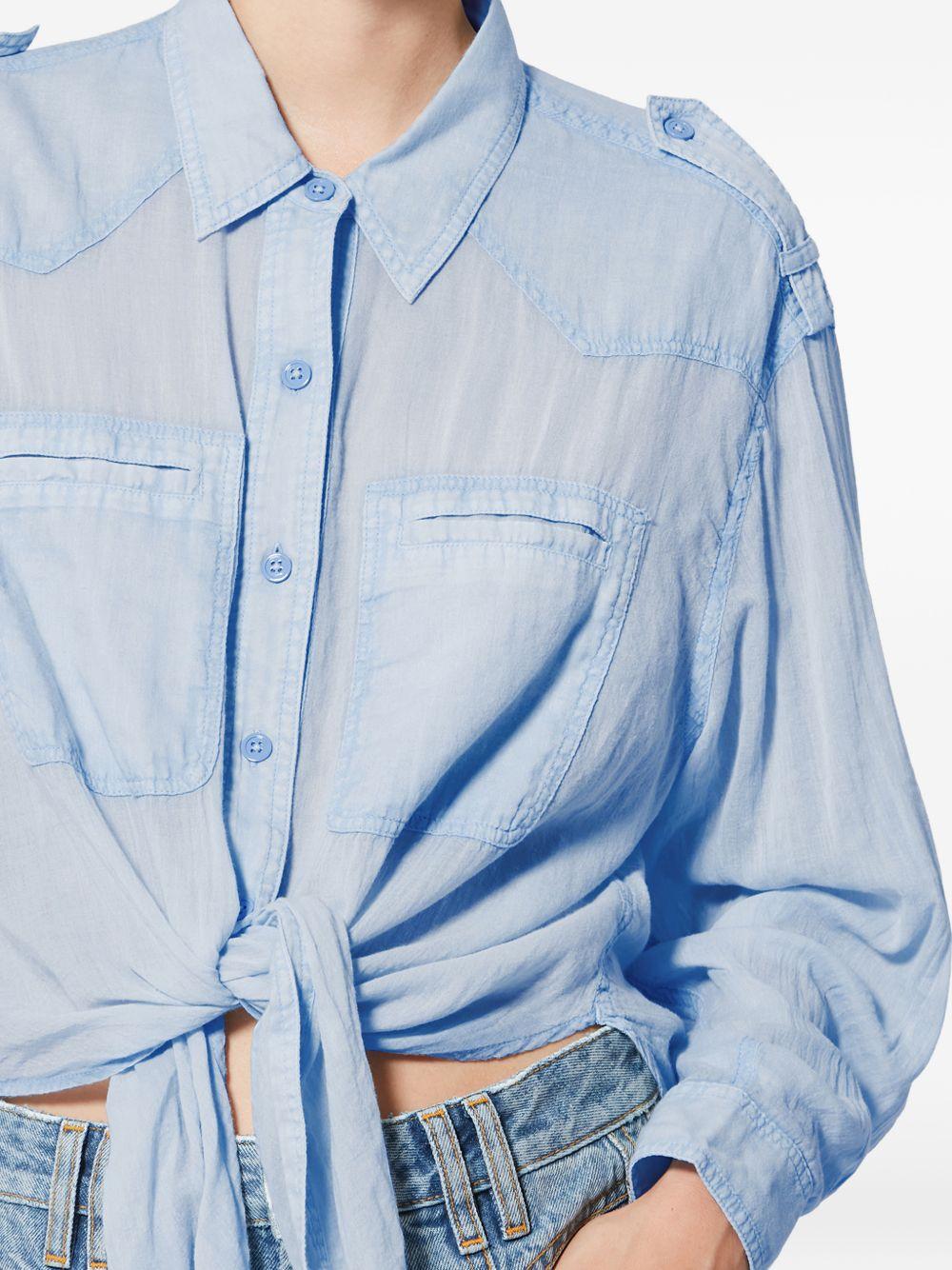MARANT ETOILE Camicia in cotone celeste con nodo 