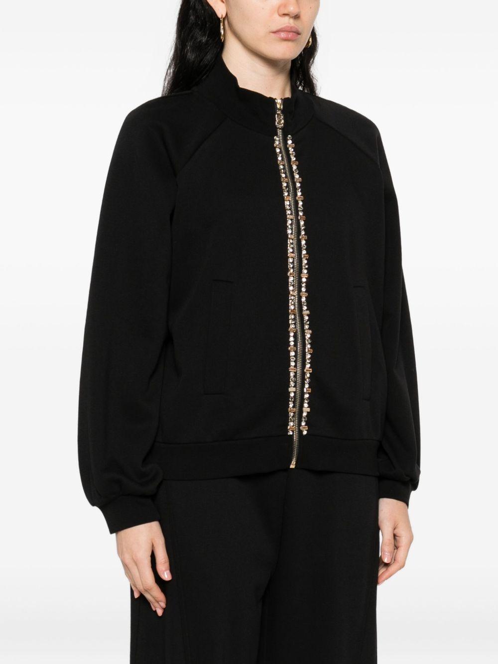 LIUJO Felpa nera in cotone con strass 