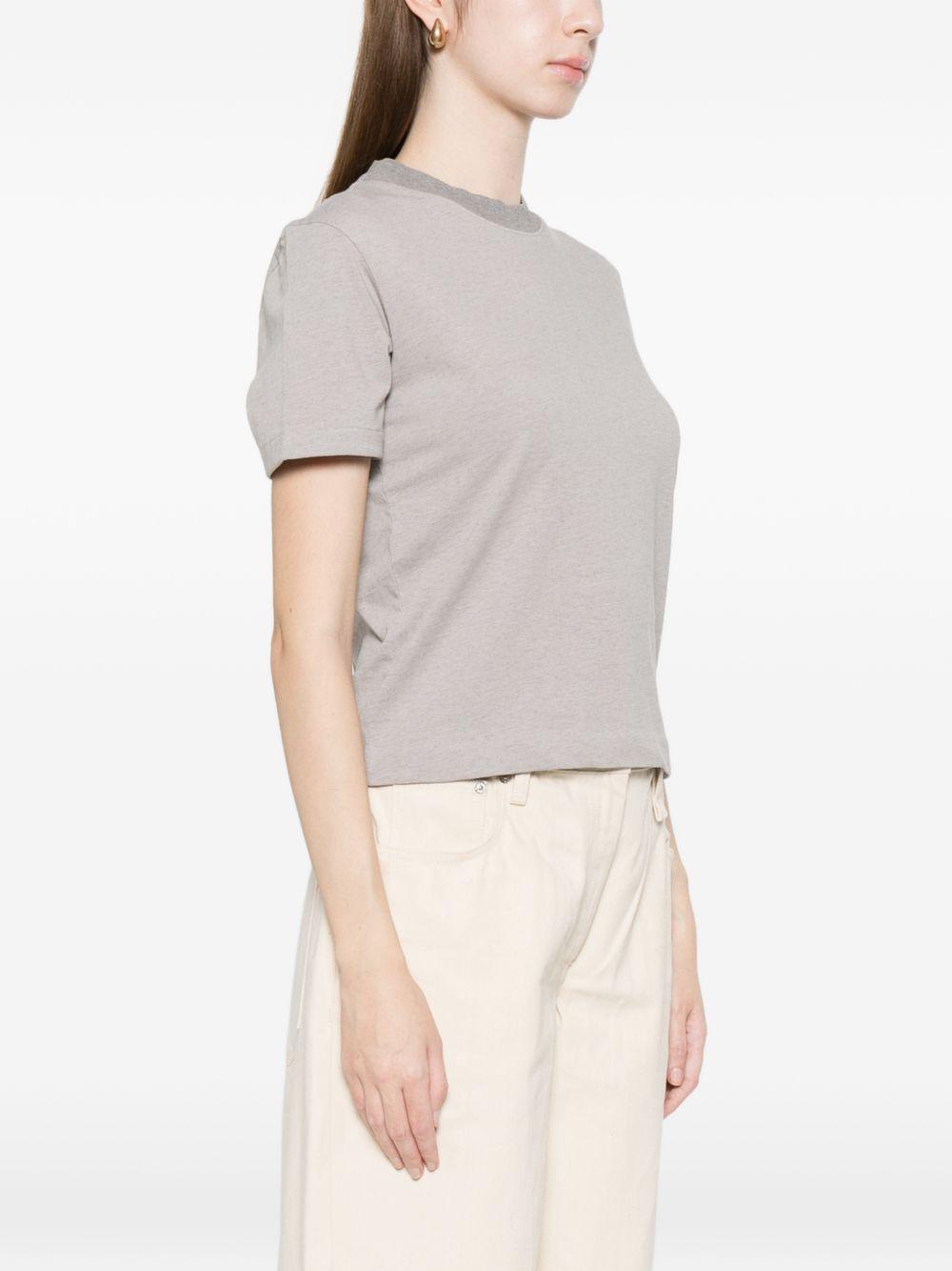 JACQUEMUS T-shirt grigia con scollo rotondo e ricamo logo 