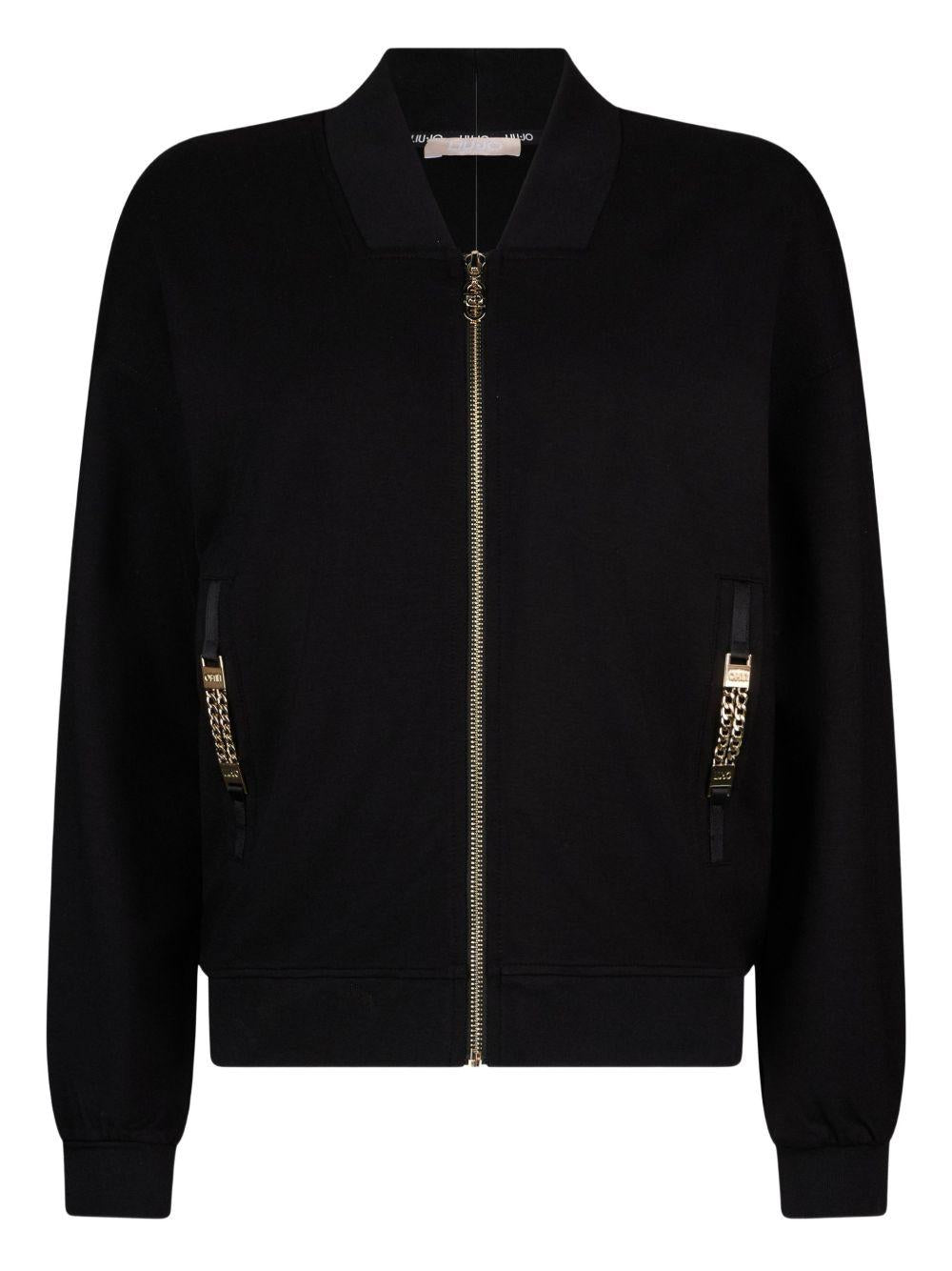 LIUJO Felpa nera con zip e tasche 