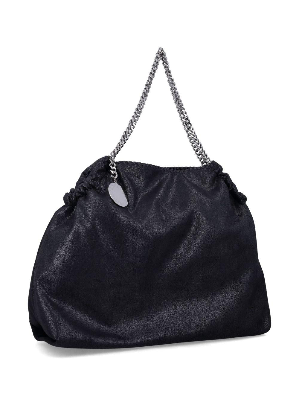 STELLA MCCARTNEY Borsa tote Eco Shaggy Deer nera con catena argentata 