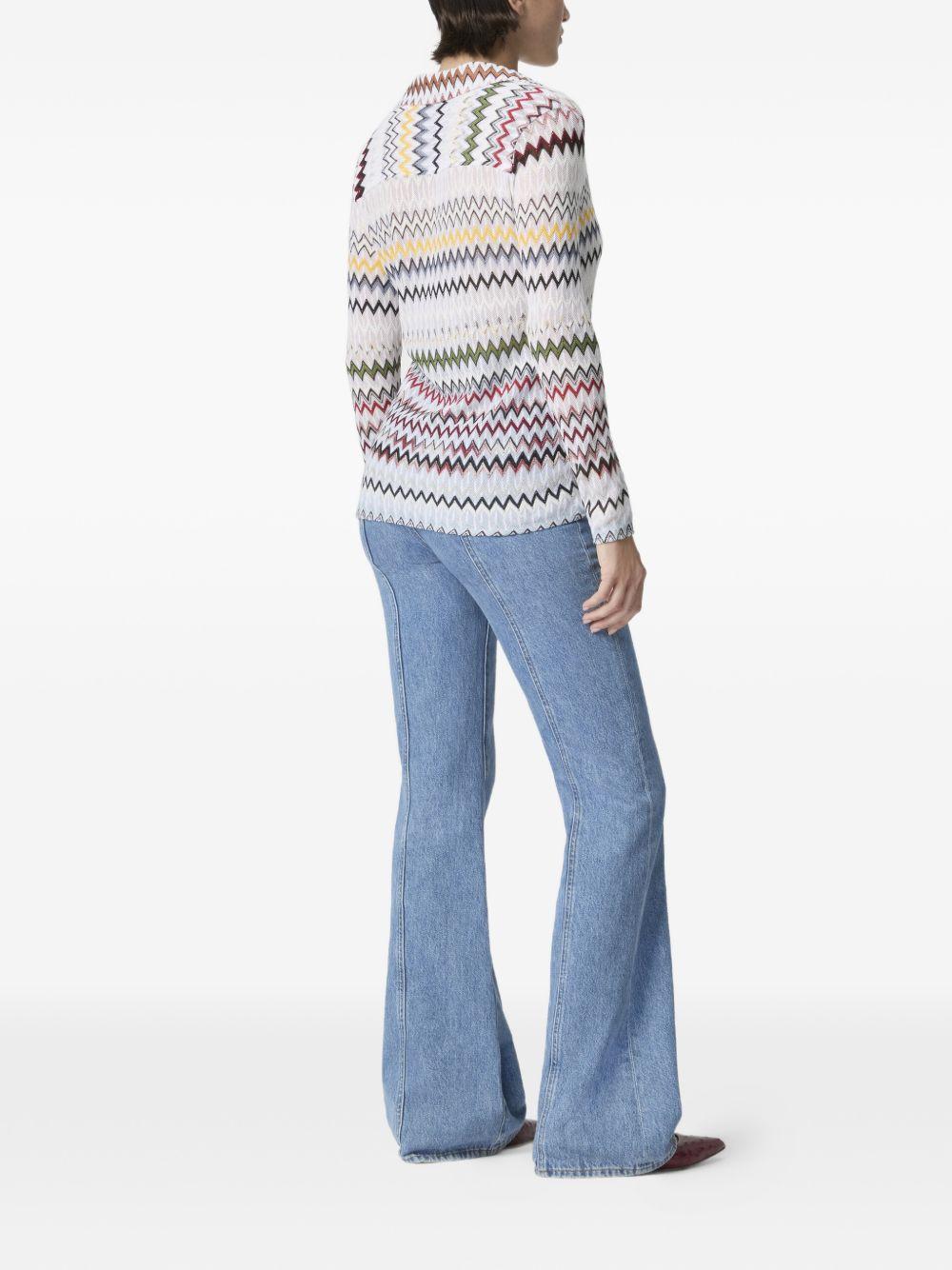 MISSONI T-shirt a maniche lunghe bianca e multicolore 
