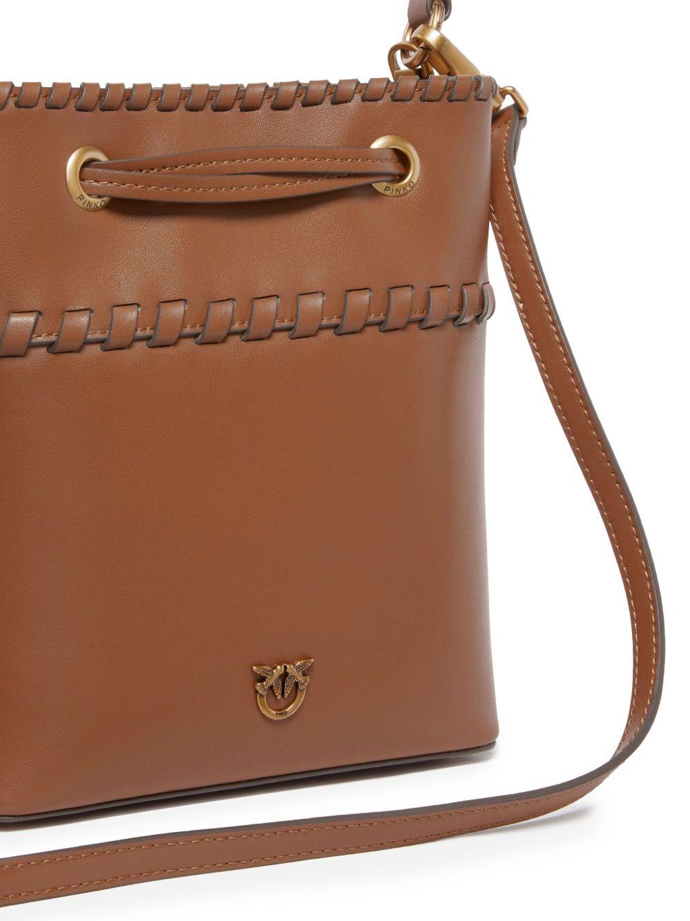 PINKO Borsa 'Secchiello Mini' in pelle marrone 