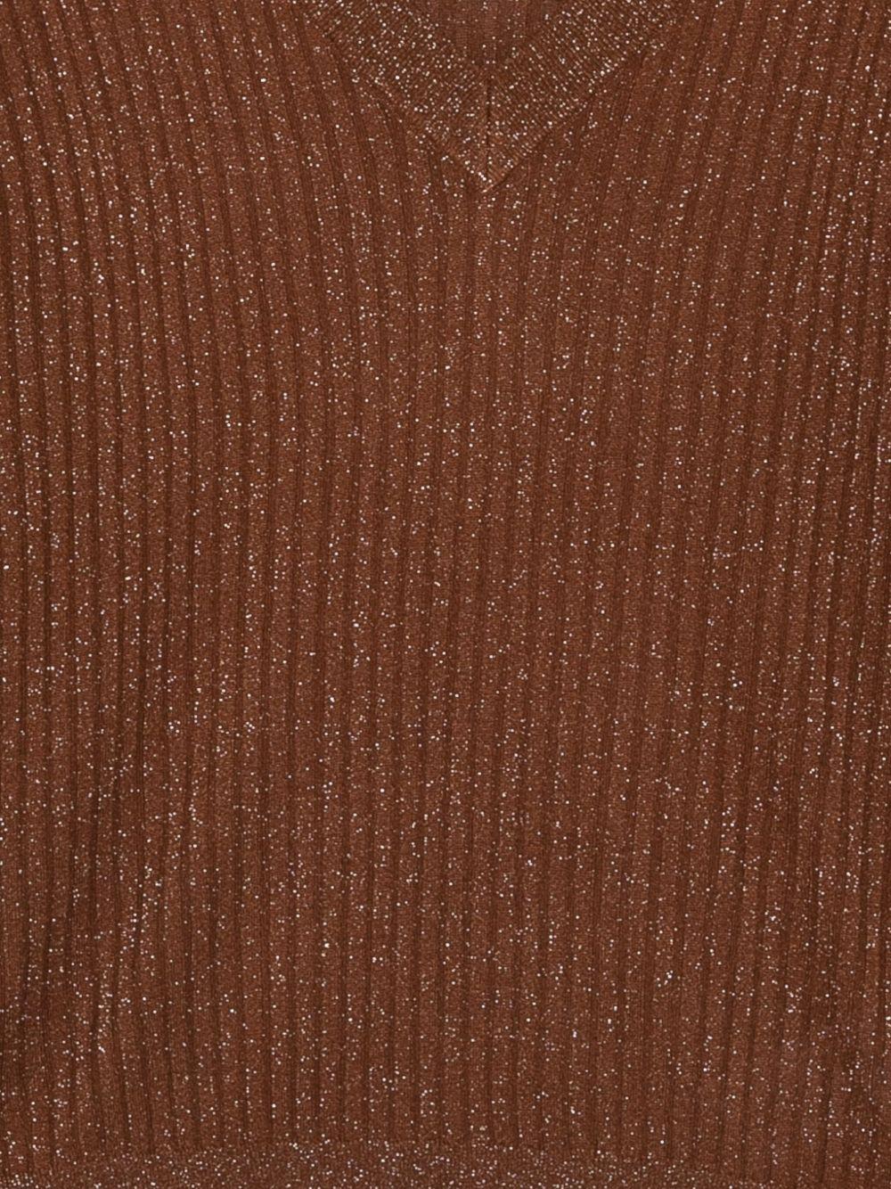 LIUJO Maglia marrone con scollo a V e strass 