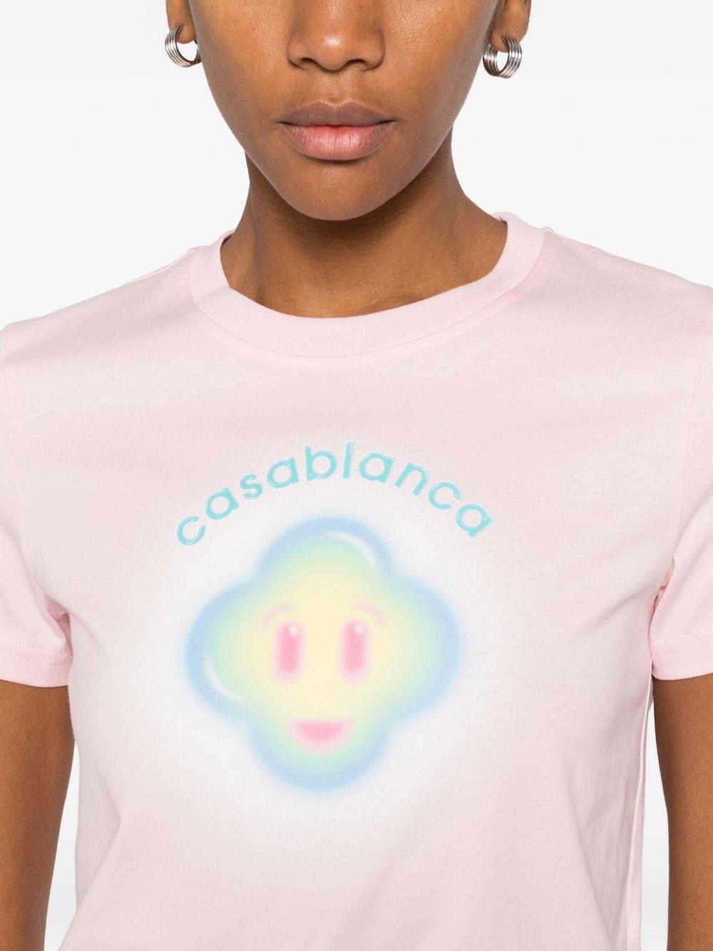 CASABLANCA T-shirt in cotone rosa con stampa logo 