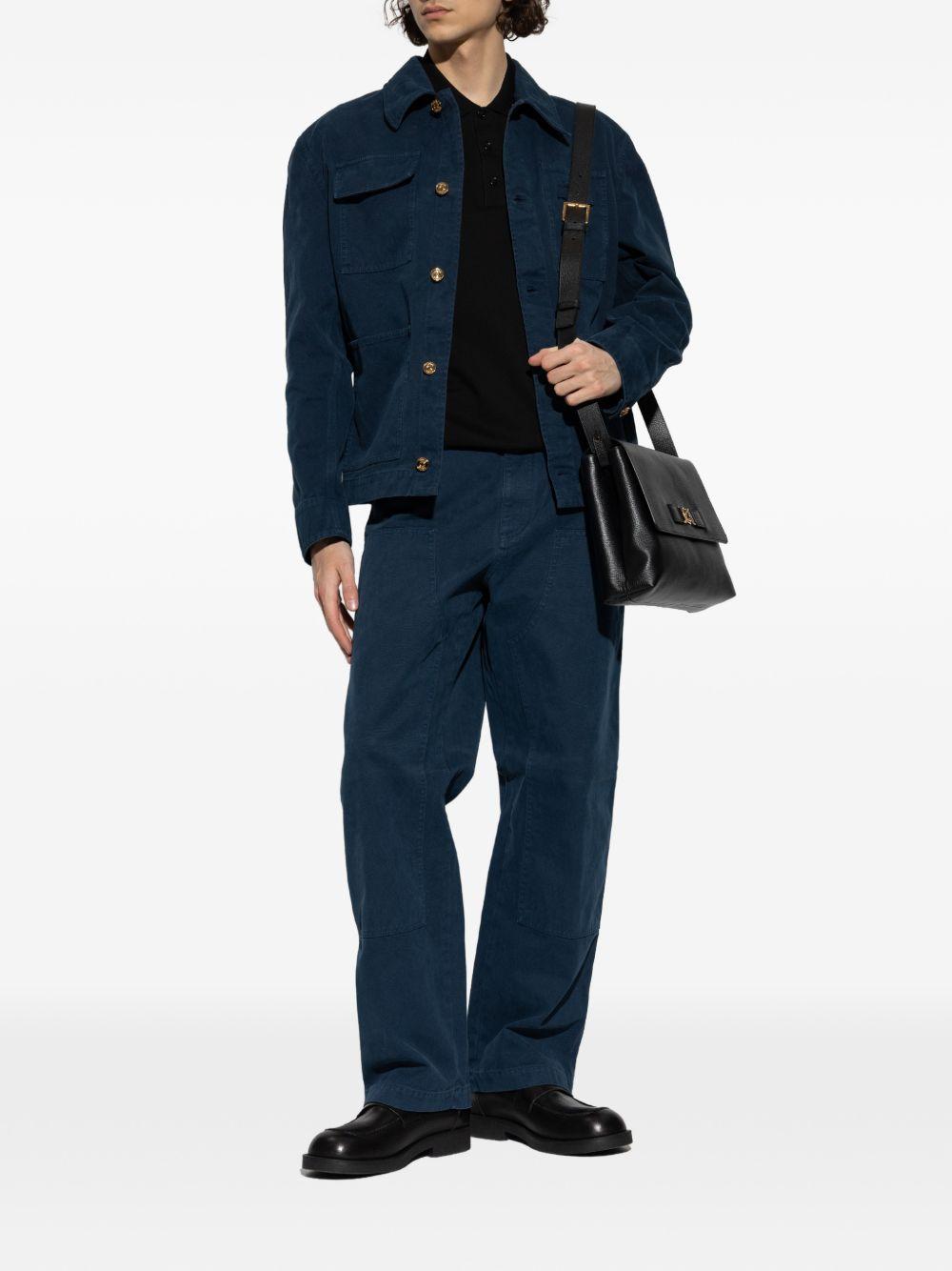 VERSACE Camicia blu con collo a punta 