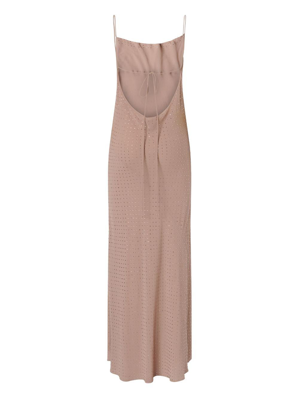 PINKO Abito lungo Farro rosa con strass 