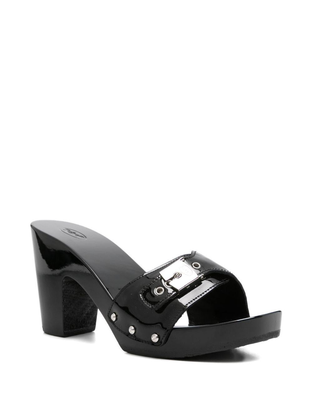 SCHOLL Zoccoli Pescura Cameron in pelle nera con fibbia 