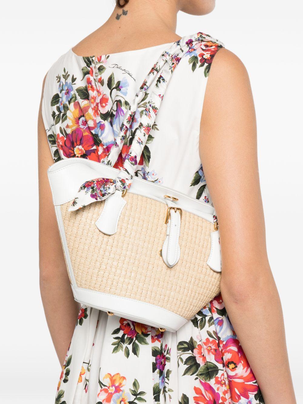 DOLCE e GABBANA Borsa a spalla Coffa Capri in rafia con stampa floreale 
