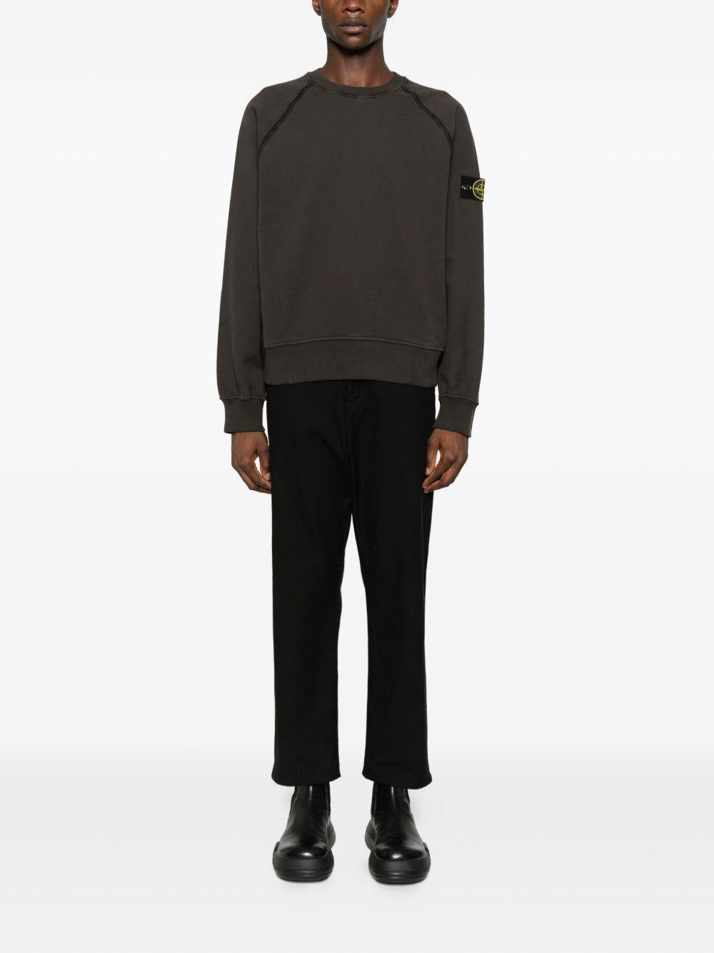STONE ISLAND Felpa con patch logo in cotone grigio 