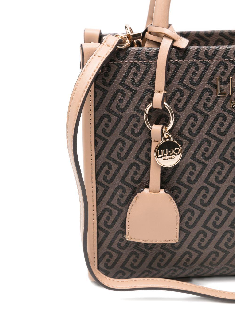 LIUJO Borsa a mano tote con logo marrone e rosa 