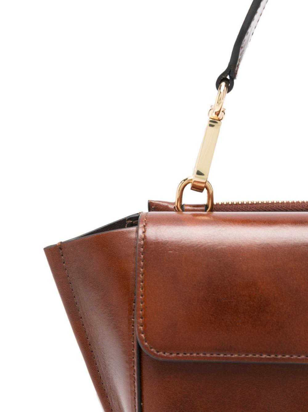 WANDLER Borsa a mano mini Hortansia marrone con tracolla 