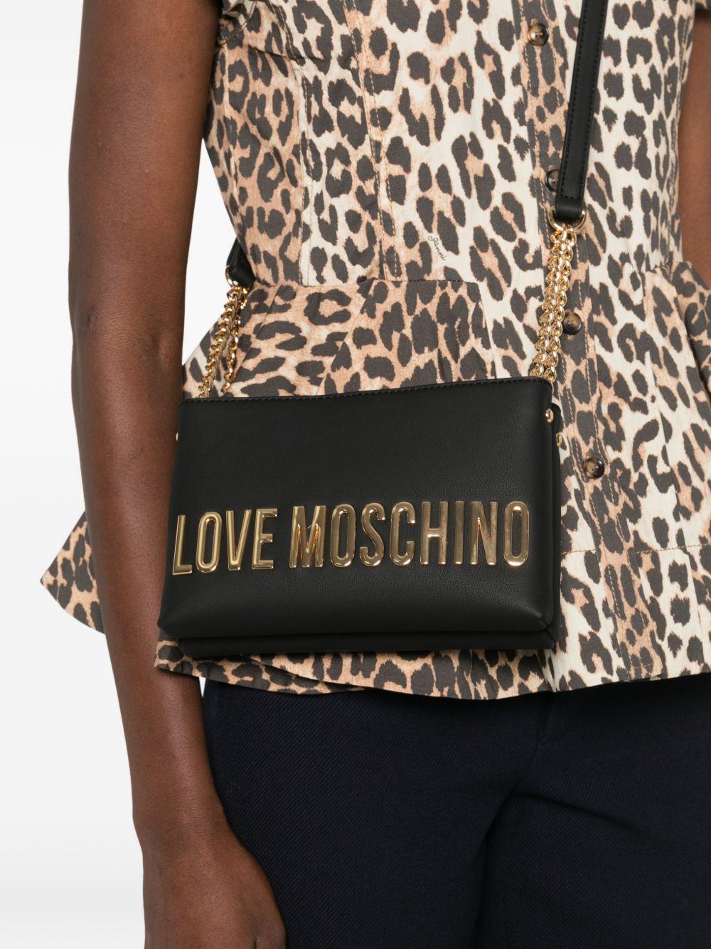 LOVE MOSCHINO Borsa a tracolla nera con logo dorato 