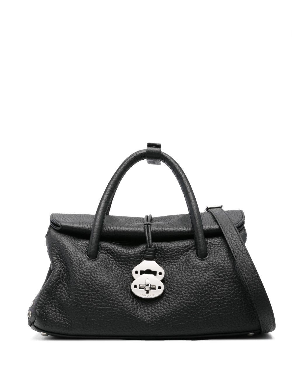 ZANELLATO Borsa Dotta Centauro Small in pelle martellata nera 