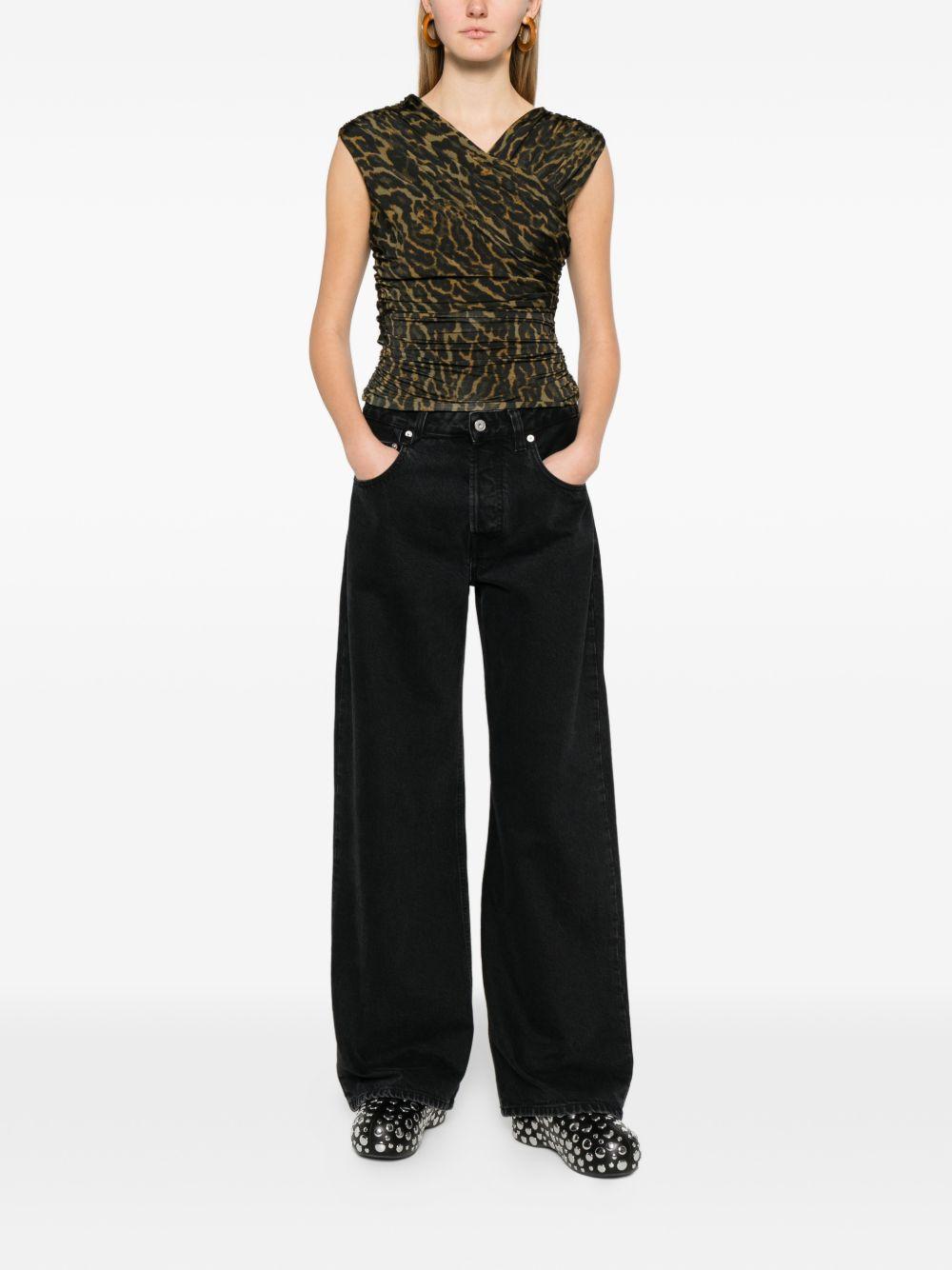 GANNI Top intrecciato con stampa animalier 