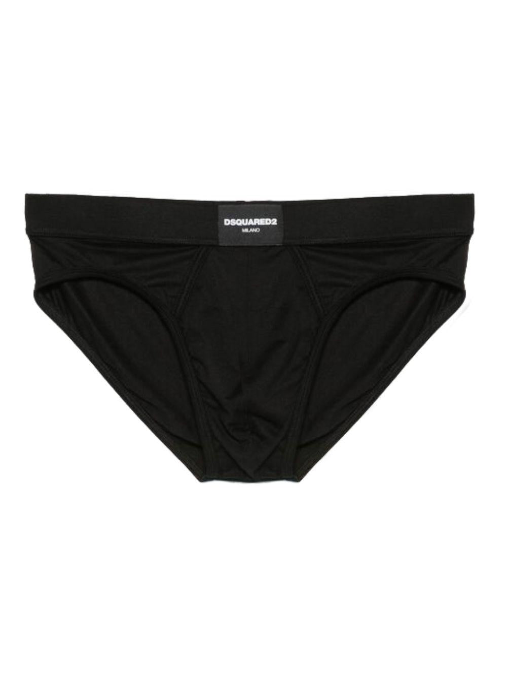 DSQUARED2 Slip nero con patch logo 