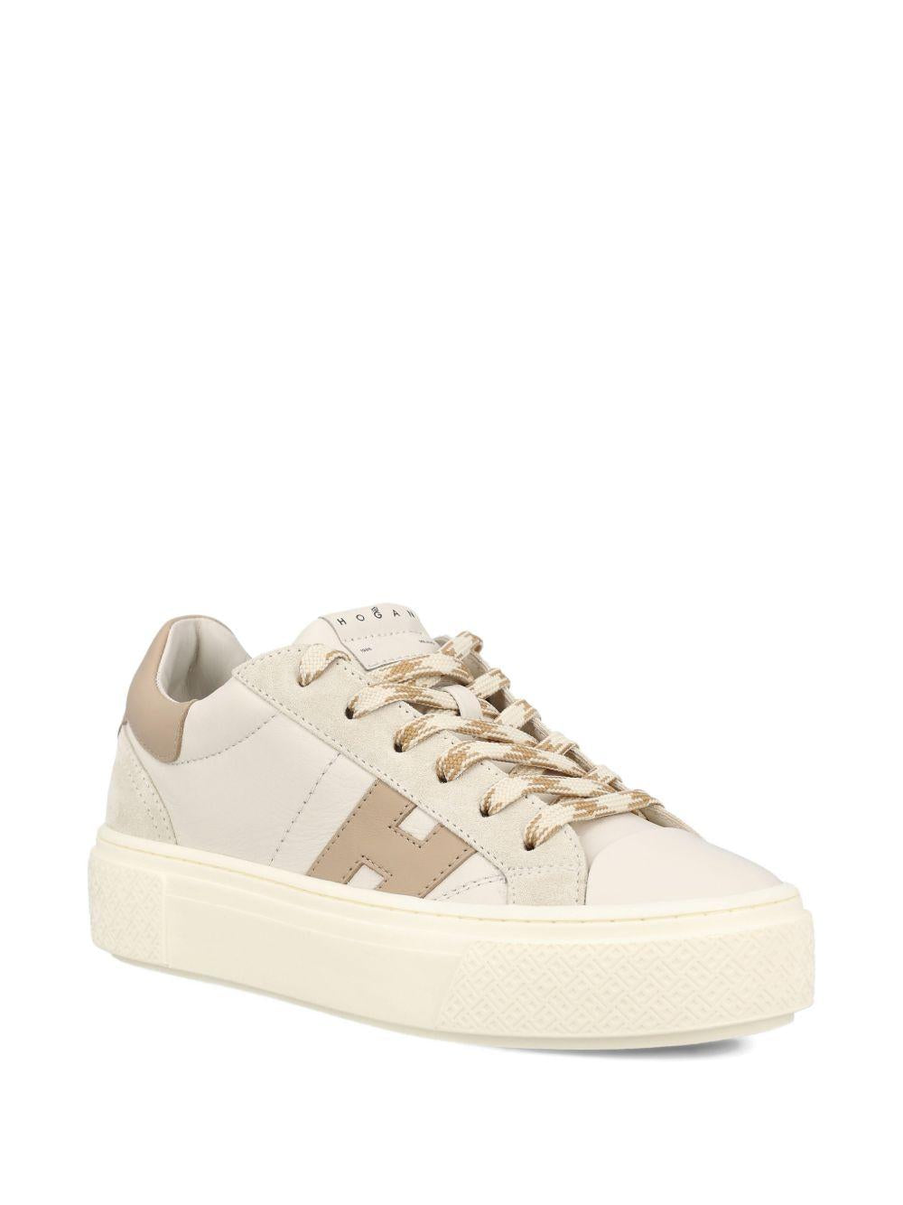 HOGAN Sneakers Crosswind in pelle beige e marrone 