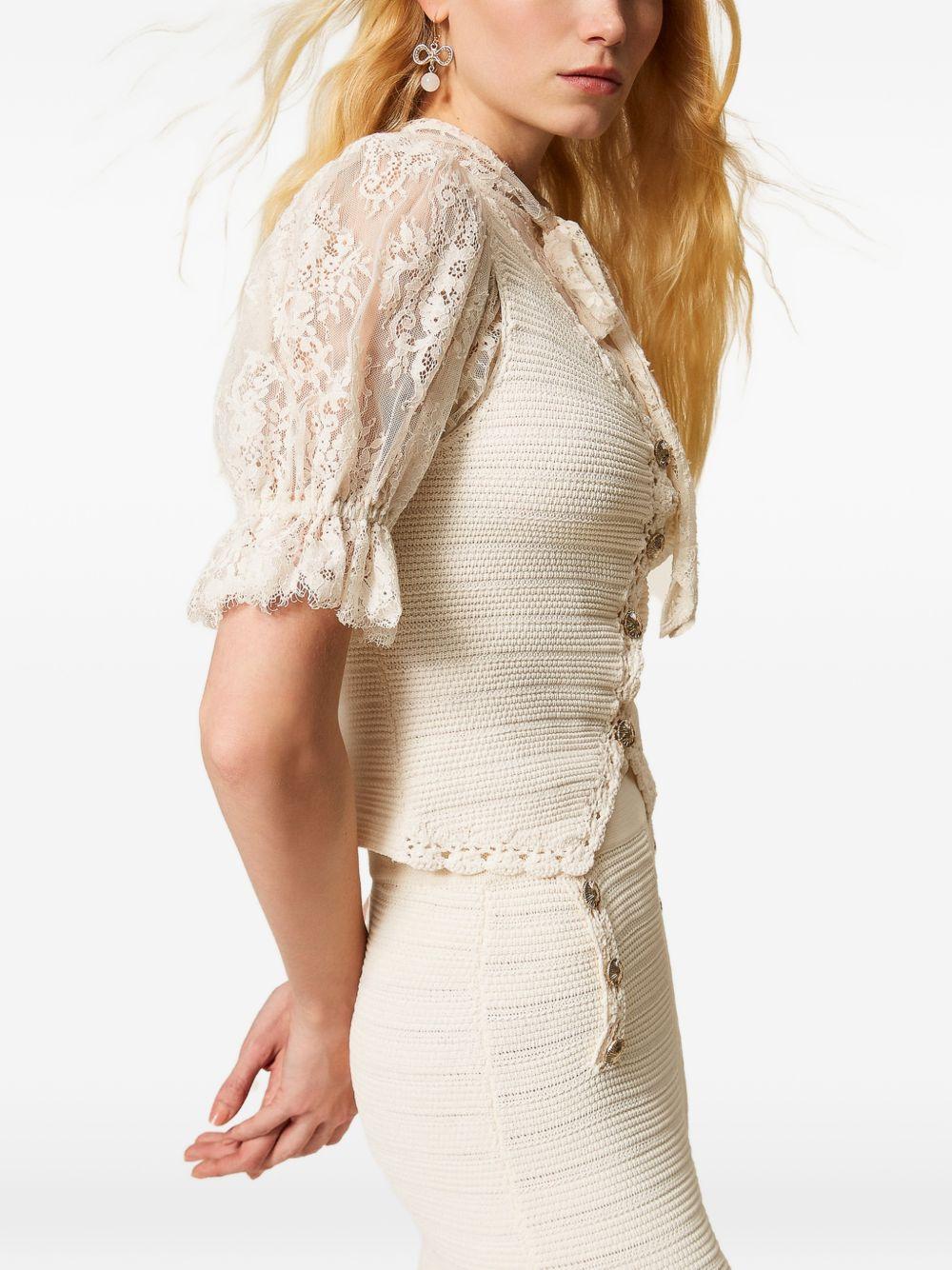 TWINSET Gilet in maglia con bordi in crochet 