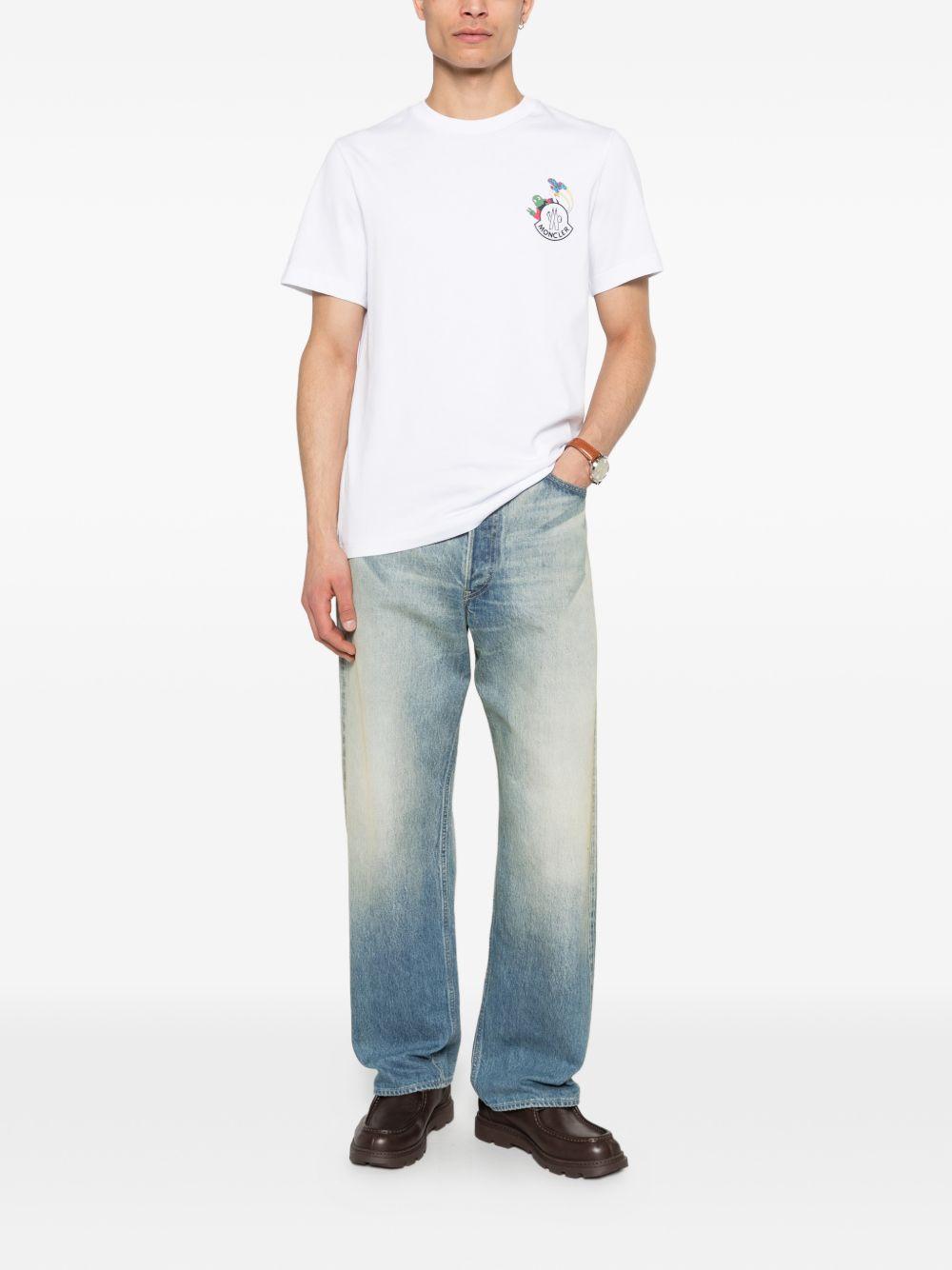 MONCLER T-shirt in cotone bianco con logo 