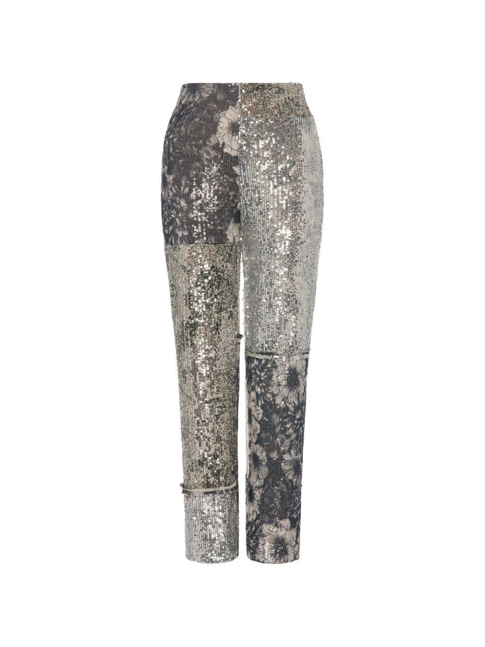 MAISON MARGIELA Pantaloni grigi multicolor con dettagli argentati 