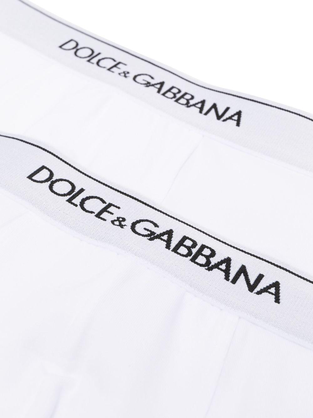 DOLCE e GABBANA Boxer in bi-pack bianco con vita elasticizzata con logo 